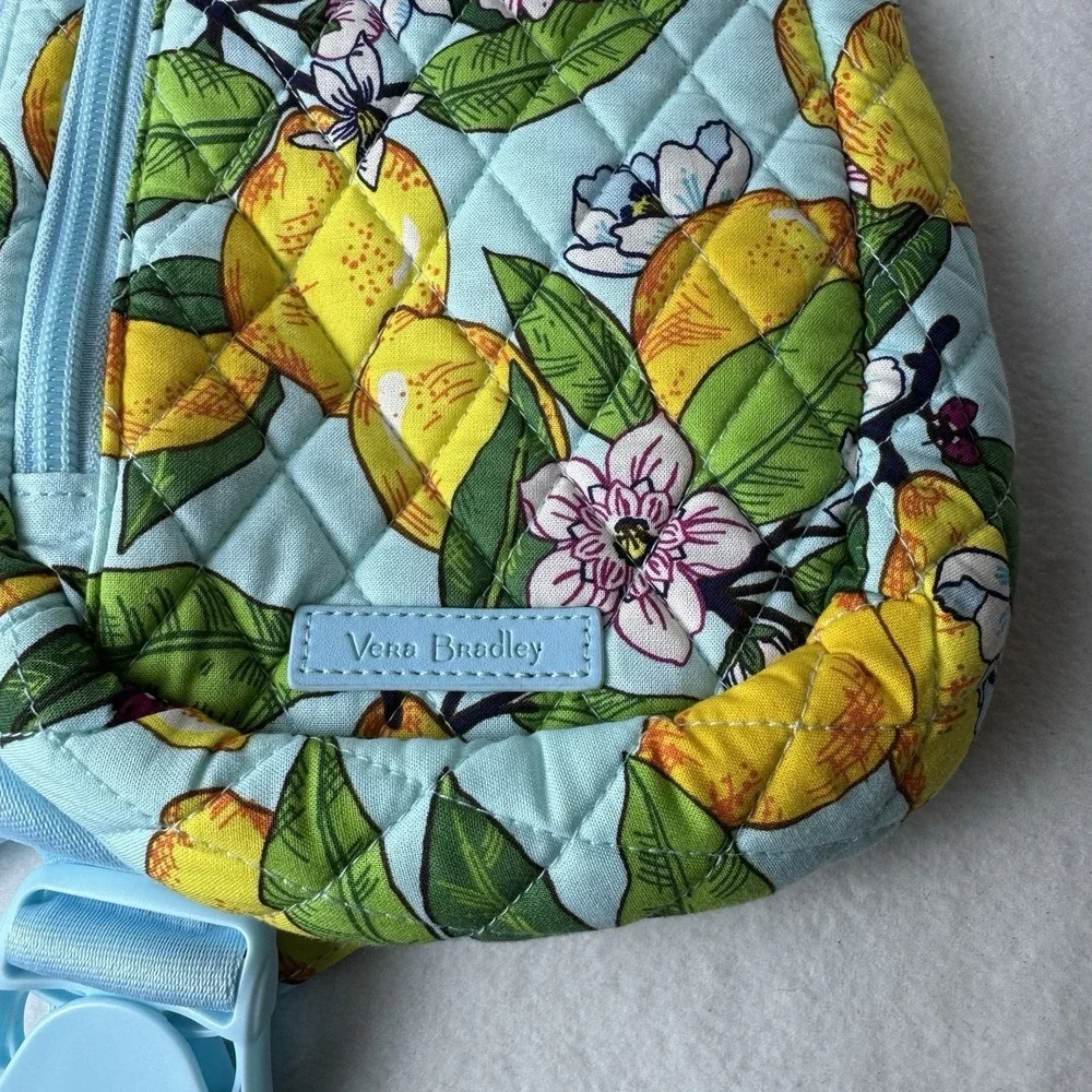 New Vera Bradley Essential Compact Sling Backpack Lemon Grove Bag Travel Blue